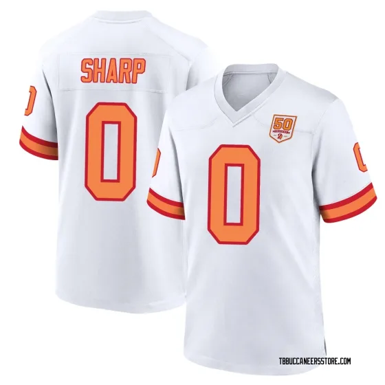 Men's Game Tampa Bay Buccaneers NO.0 Bauer Sharp '76 50th Season Jersey - White