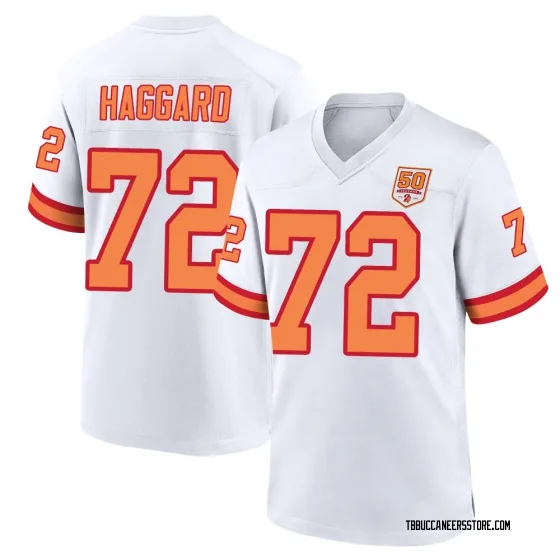 Men's Game Tampa Bay Buccaneers NO.72 Luke Haggard '76 50th Season Jersey - White