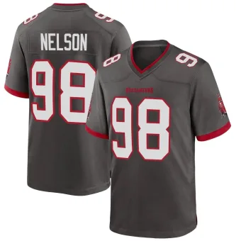 Men's Game Tampa Bay Buccaneers NO.98 Anthony Nelson Pewter Alternate Jersey