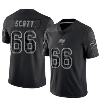 Men's Limited Tampa Bay Buccaneers NO.66 Ben Scott Reflective Jersey - Black