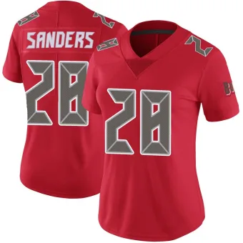 Women's Limited Tampa Bay Buccaneers NO.28 Shilo Sanders Color Rush Jersey - Red