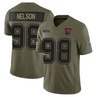 Youth Limited Tampa Bay Buccaneers NO.98 Anthony Nelson 2025 Salute to Service Jersey - Olive